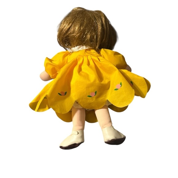 Vintage Sugar Loaf Bright Yellow Doll with Lace Accents - Picture 3 of 5